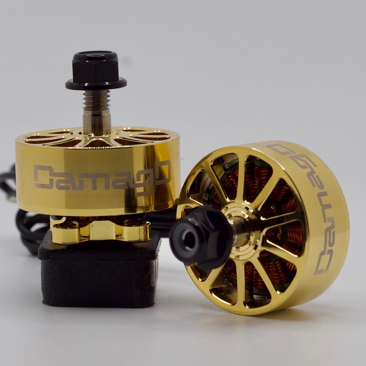 DamagD The Gold Standard 2306.5 1750KV 24K brushless motor designed for 5-inch freestyle FPV drones, combining high torque performance with a premium gold finish; made by RCINPOWER.