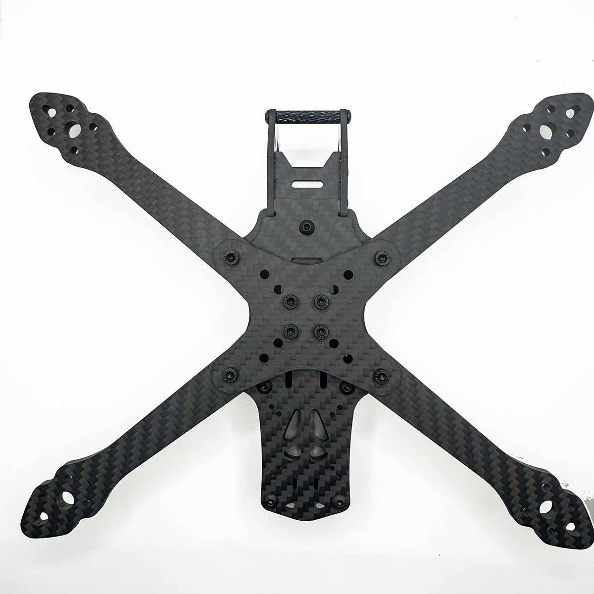 Bottom shot of the ILLmatic 5-inch drone frame showing carbon fiber detail and bracing layout. A collision-ready beginner freestyle frame that holds its own against popular competitors like Vannystyle and TANQ.