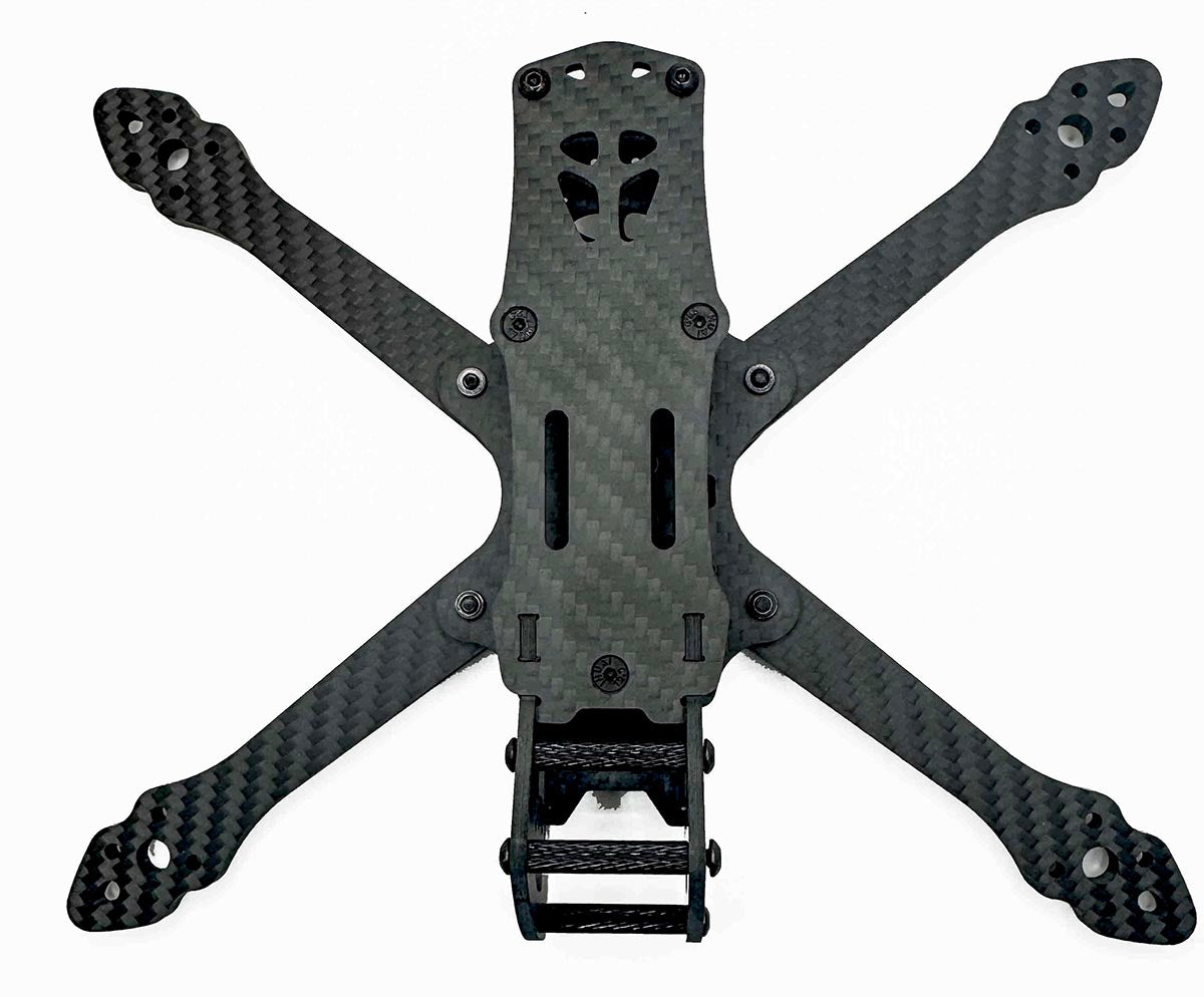 Top-down view of the ILLmatic freestyle drone frame, highlighting the symmetrical, flow-optimized layout built for maximum maneuverability. Bargain option for new pilots stepping into freestyle; stacks up well against ERA and Flipmode.